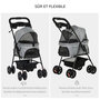 Voir la diapositive 5 : PAWHUT Poussette buggy pliable chien chat panier rangement porte-gobelets tissu 300D Oxford imperméable 4 roues gris