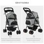Voir la diapositive 5 : PAWHUT Poussette buggy pliable chien chat panier rangement porte-gobelets tissu 300D Oxford imperméable 4 roues gris