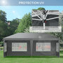 Voir la diapositive 5 : OUTSUNNY Tonnelle pop up pliante - barnum pliable - 4 cotés démontables - 4 fenêtres - acier oxford haute densité gris