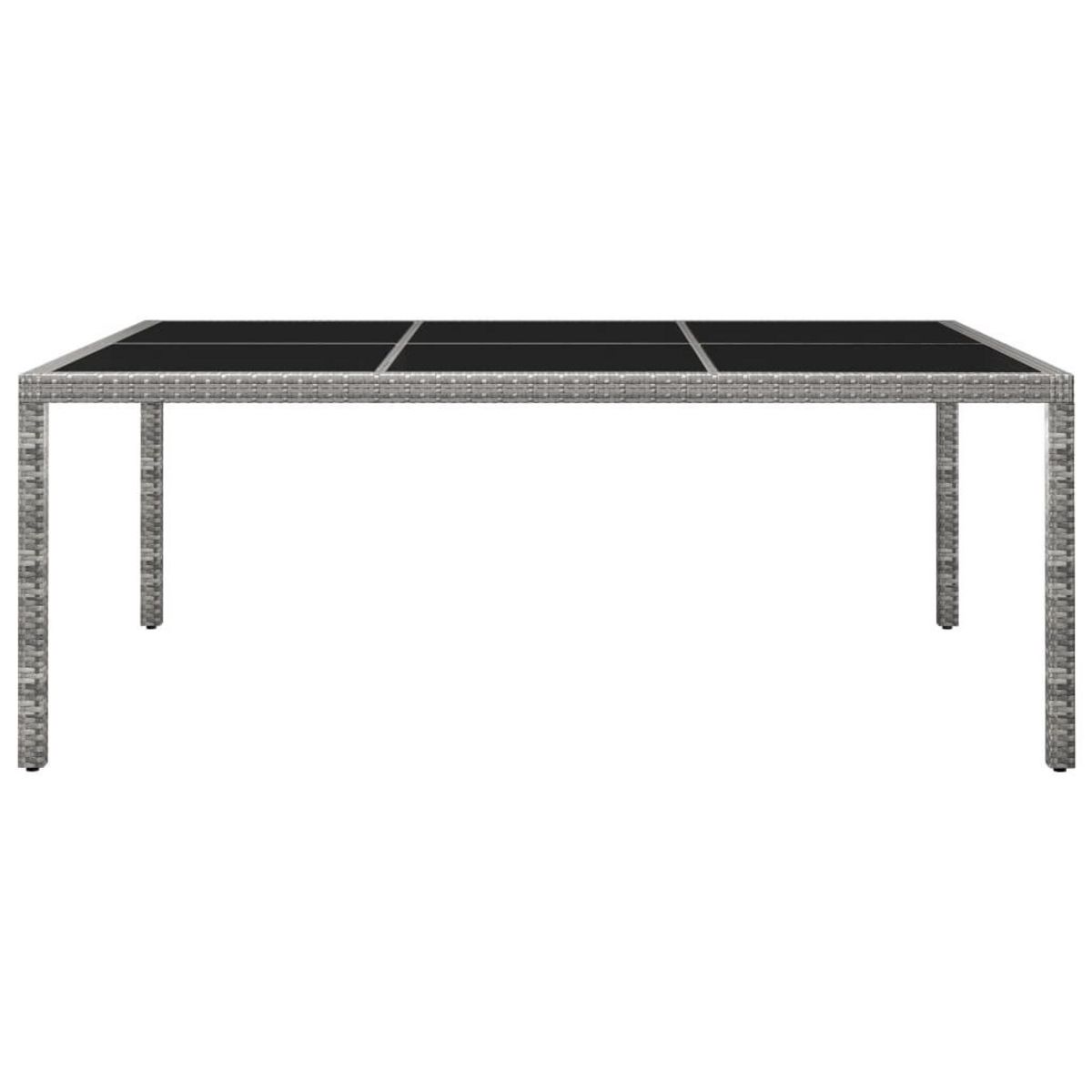 VIDAXL Table a manger d'exterieur Gris 200x150x74 cm Resine tressee