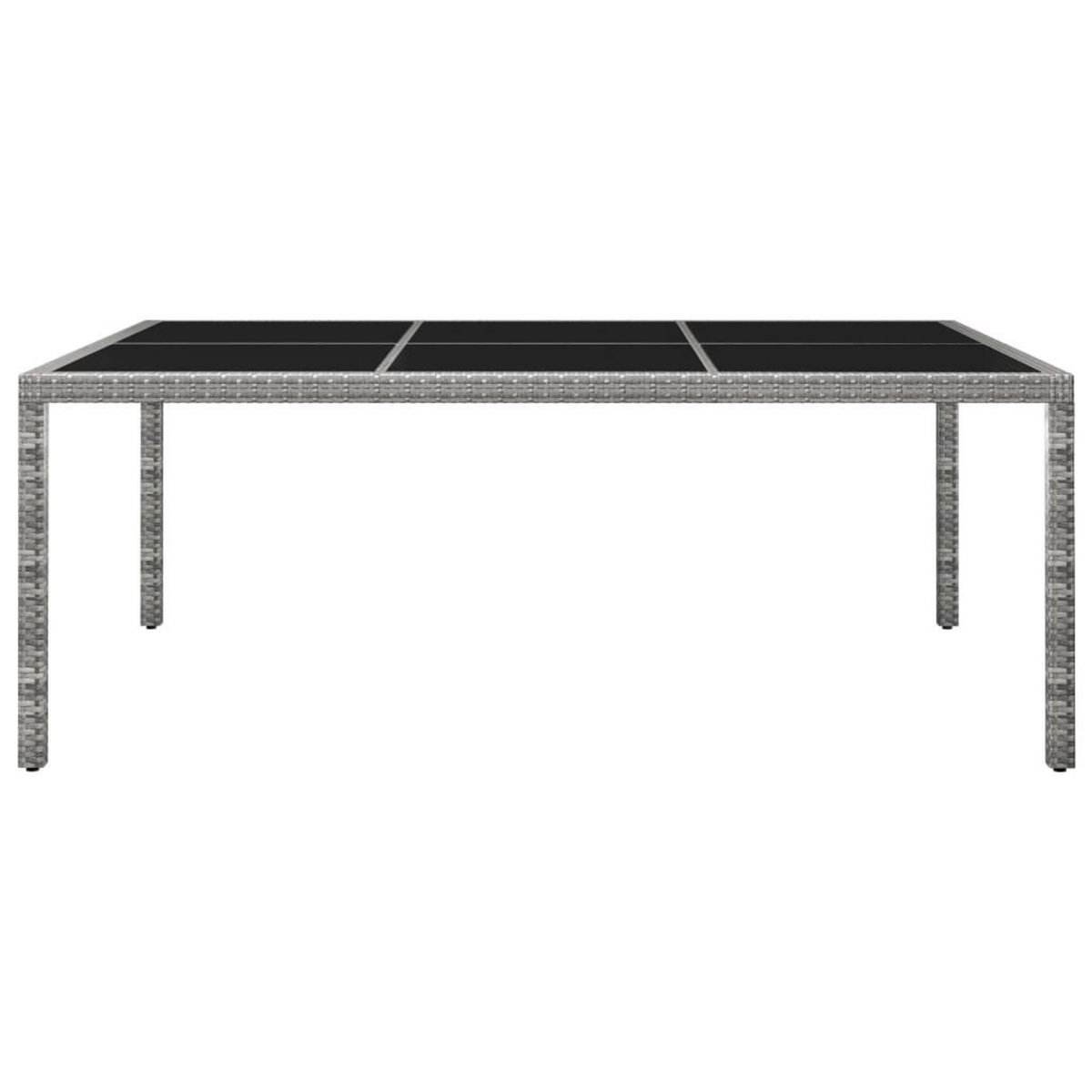 VIDAXL Table a manger d'exterieur Gris 200x150x74 cm Resine tressee