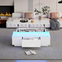 Voir la diapositive 5 : MERAX Table basse relevable rectangulaire blanc - 45x96 cm led panneau de particules