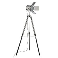 HOMCOM Lampadaire trépied projecteur style industriel néo-rétro hauteur  réglable 65L x 65l x 103-146H cm bois acier métalisé pas cher 