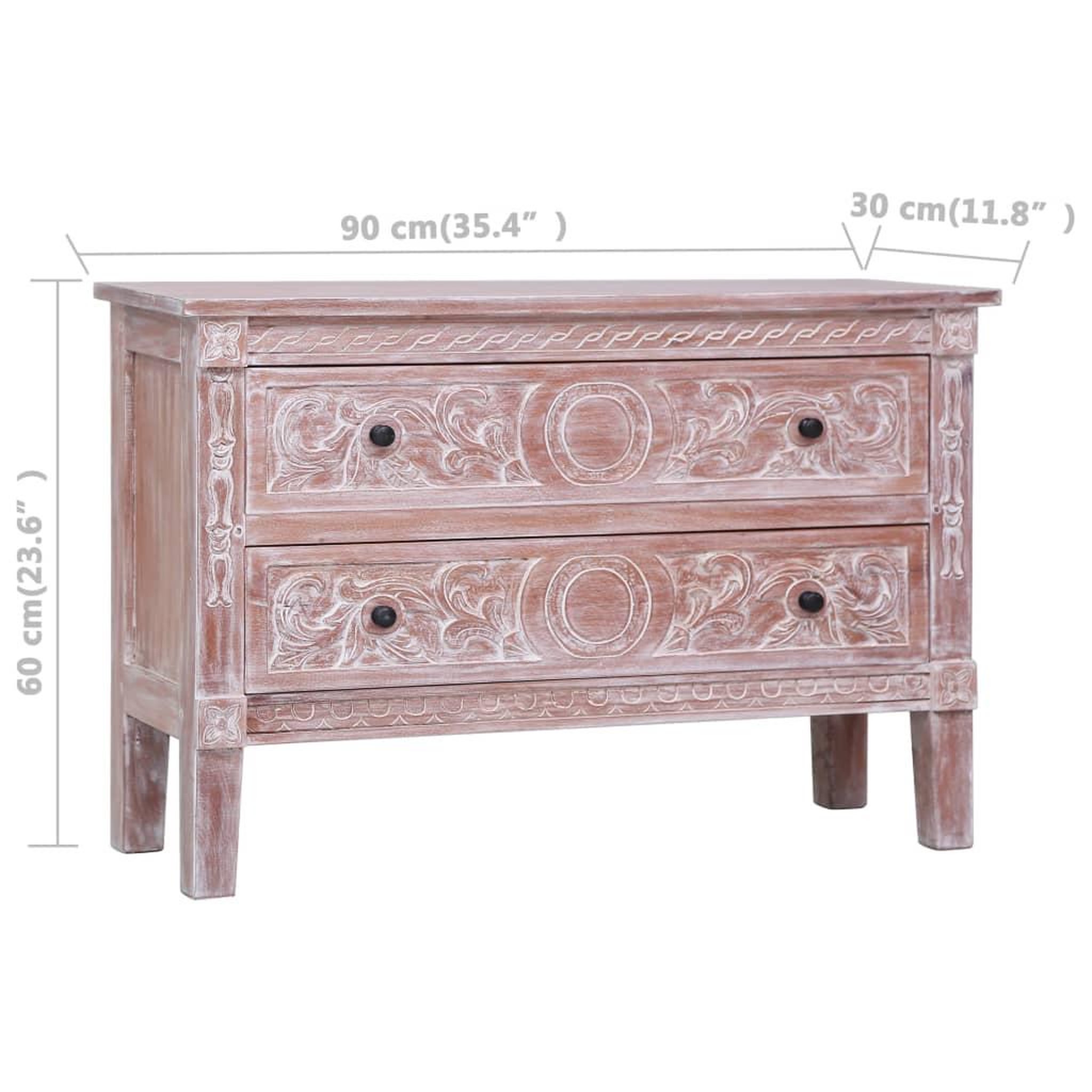 Voir la diapositive 6 : VIDAXL Buffet avec 2 tiroirs 90x30x60 cm Bois d'acajou massif