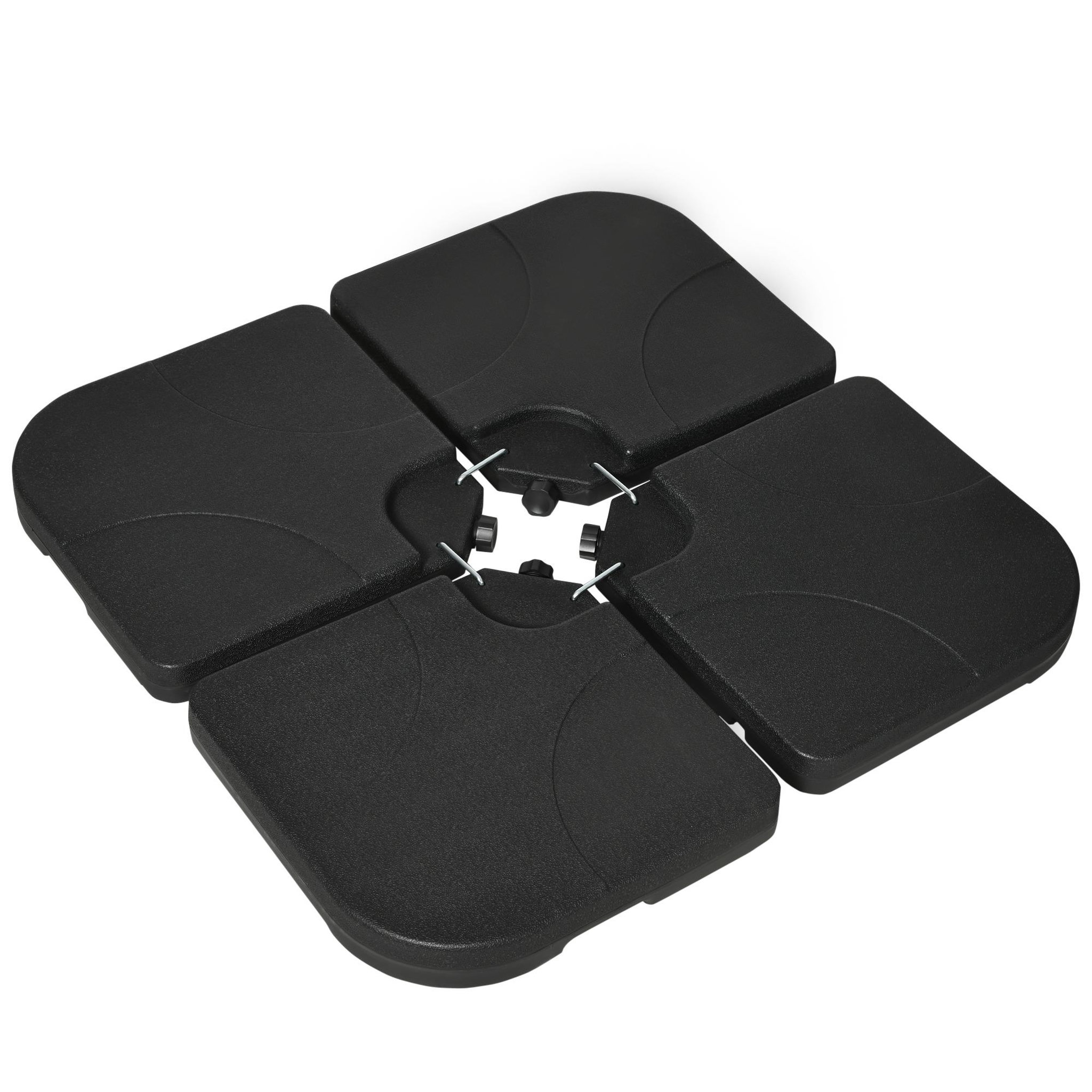 Voir la diapositive 1 : OUTSUNNY Pied de parasol lot de 4 dalles pour parasol à lester dim. tot. 104L x 104l x 7,5H cm HDPE noir
