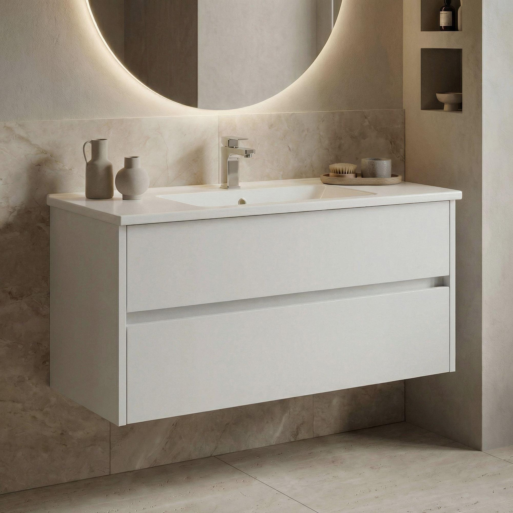 Voir la diapositive 2 : Habitat et Jardin Meuble vasque  side 100 v3  - 100 x 45 x 52 cm - matte white