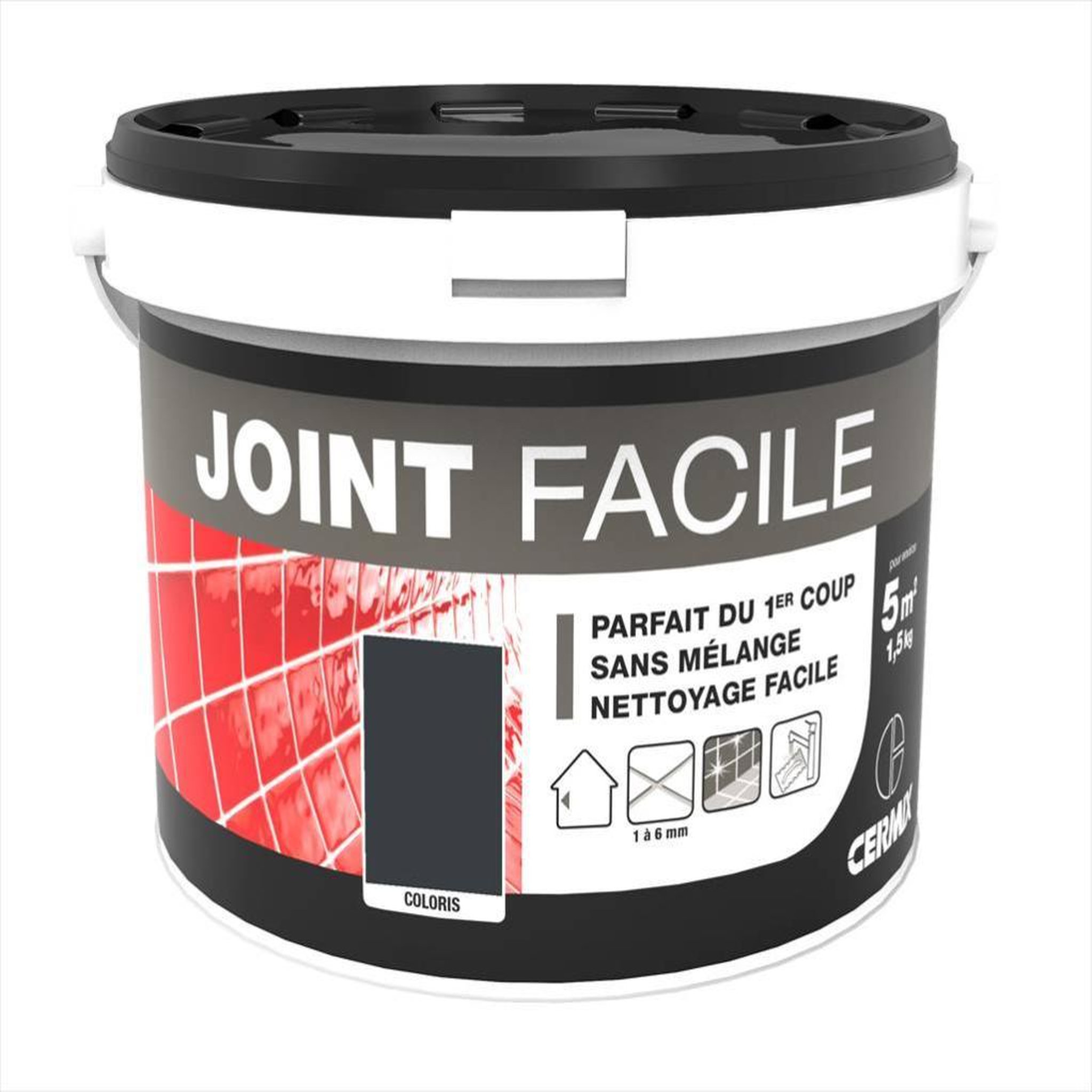 CENTRALE BRICO Joint pâte carrelage cermix gris foncé 1.5 kg, 5 m² joint facile gris fonce 5m²