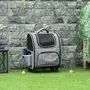 PAWHUT 2 en 1 trolley chariot sac à dos sac de transport à roulettes pour chien chat gris
