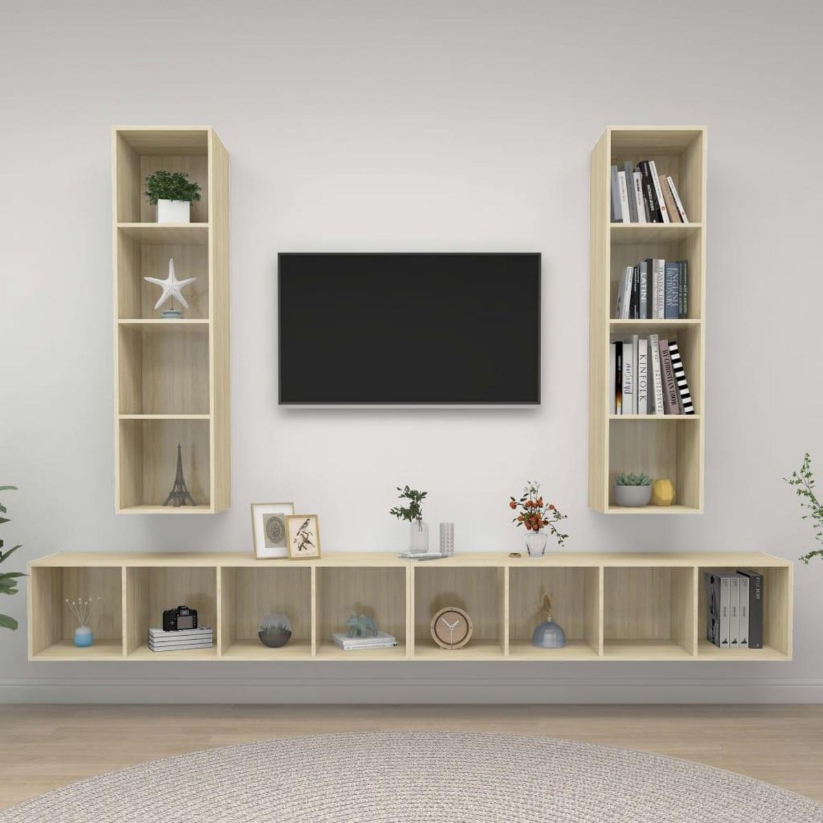 VIDAXL Meubles TV muraux 4 pcs Chene sonoma Bois d'ingenierie
