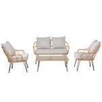 CONCEPT USINE Salon de jardin 4 places en résine rotin PORTO