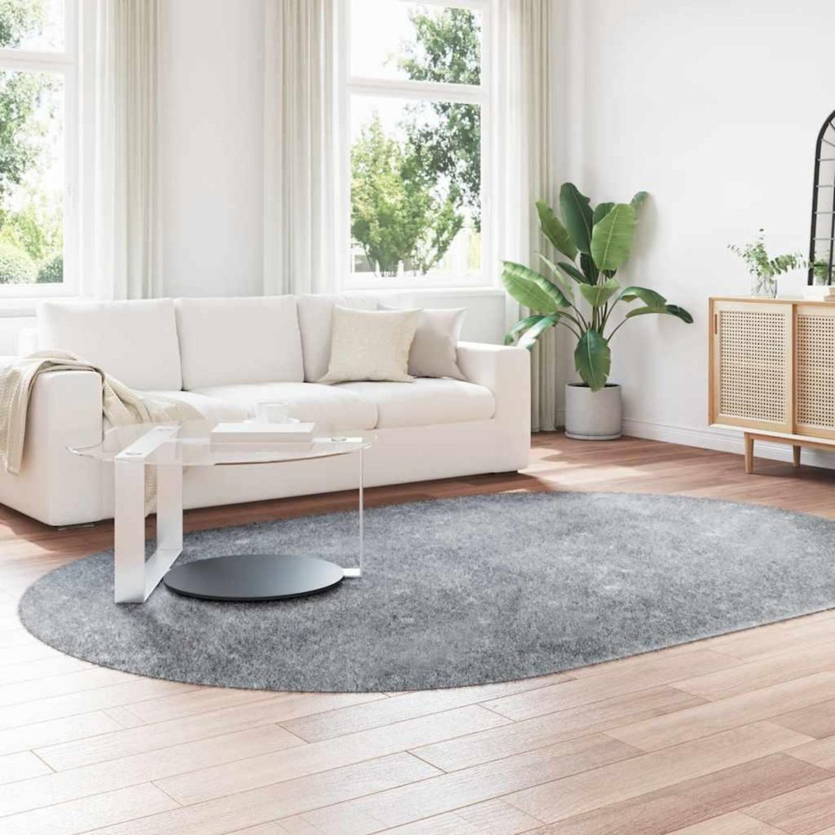 VIDAXL Tapis shaggy a poils longs NAVARRA gris argente 300x200 cm