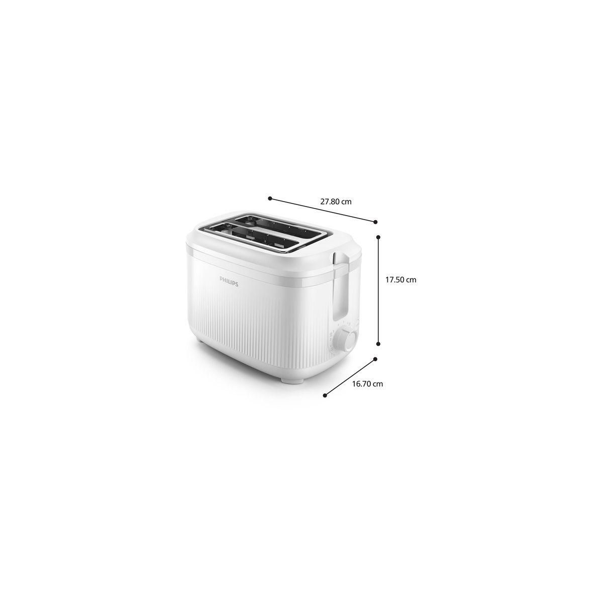 Philips Grille-pain HD2511/00 Toaster blanc Série 3000, 2 fentes, 900W