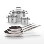 ELO Lot de 3 Poêles 24/28/32 cm Elo Bistro Line et 3 Faitouts 12/14/20 cm