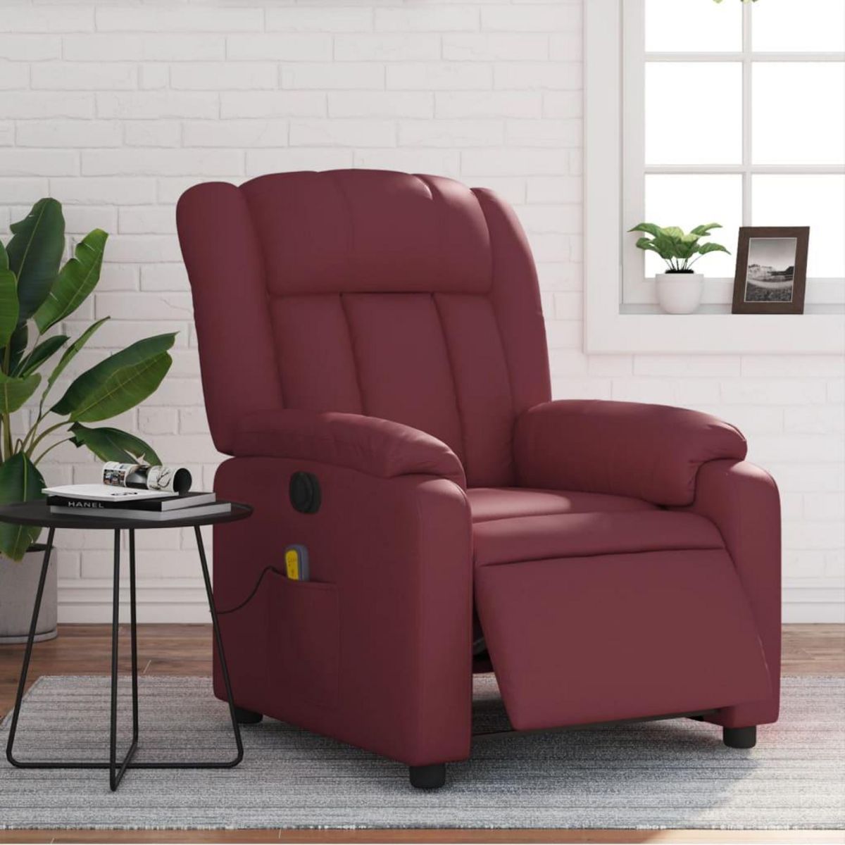 VIDAXL Fauteuil de massage inclinable electrique rouge bordeaux