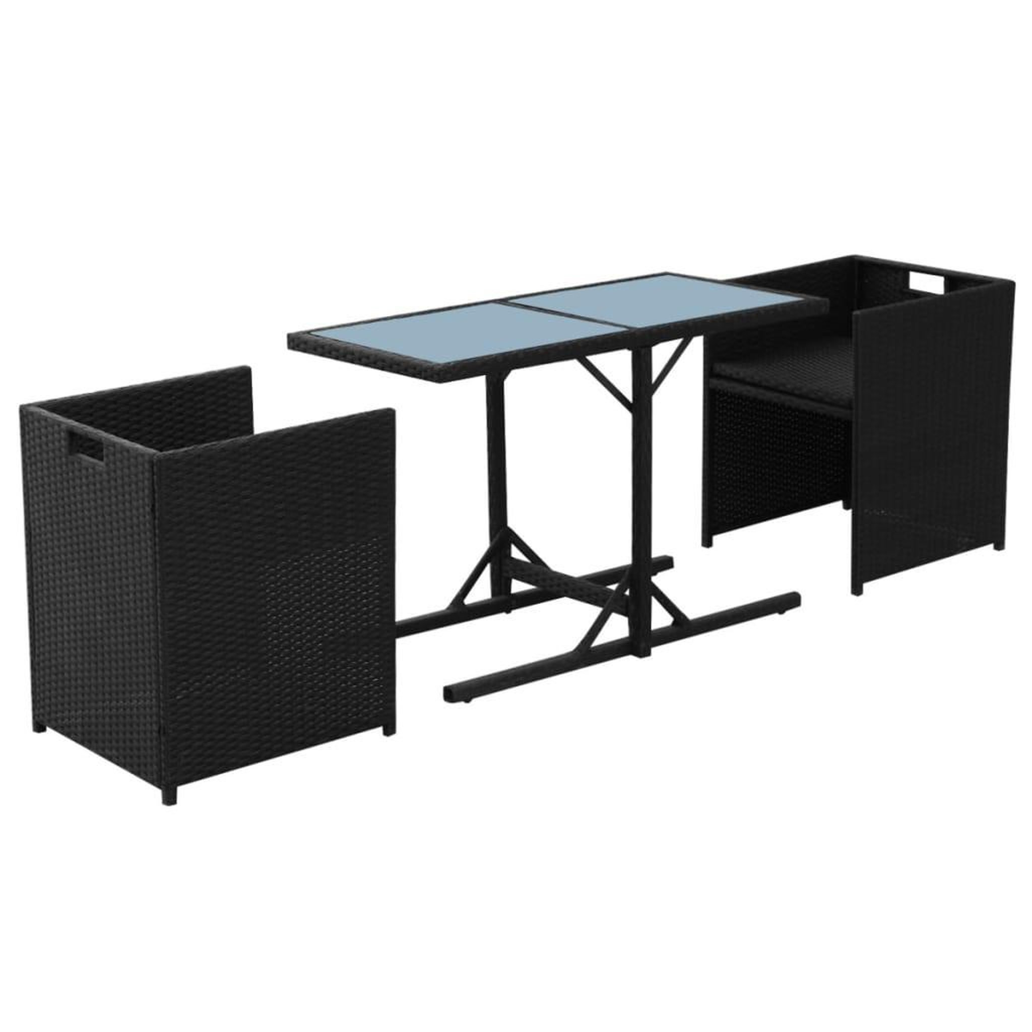 Voir la diapositive 5 : VIDAXL Ensemble de bistro 3 pcs avec coussins resine tressee noir