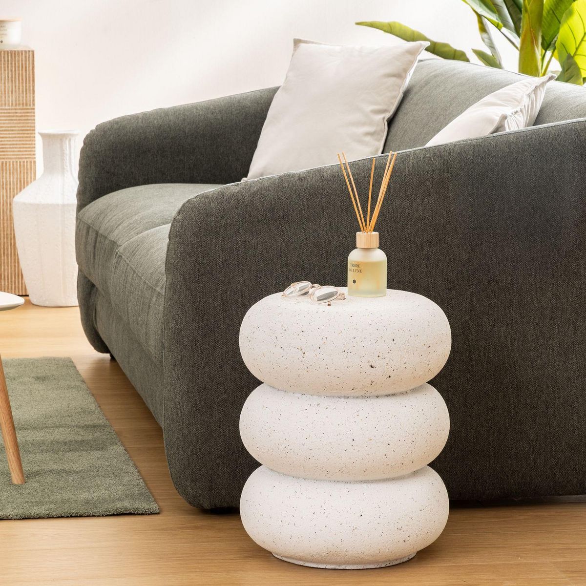 ATMOSPHERA Table d'appoint ronde STONETO - Blanc