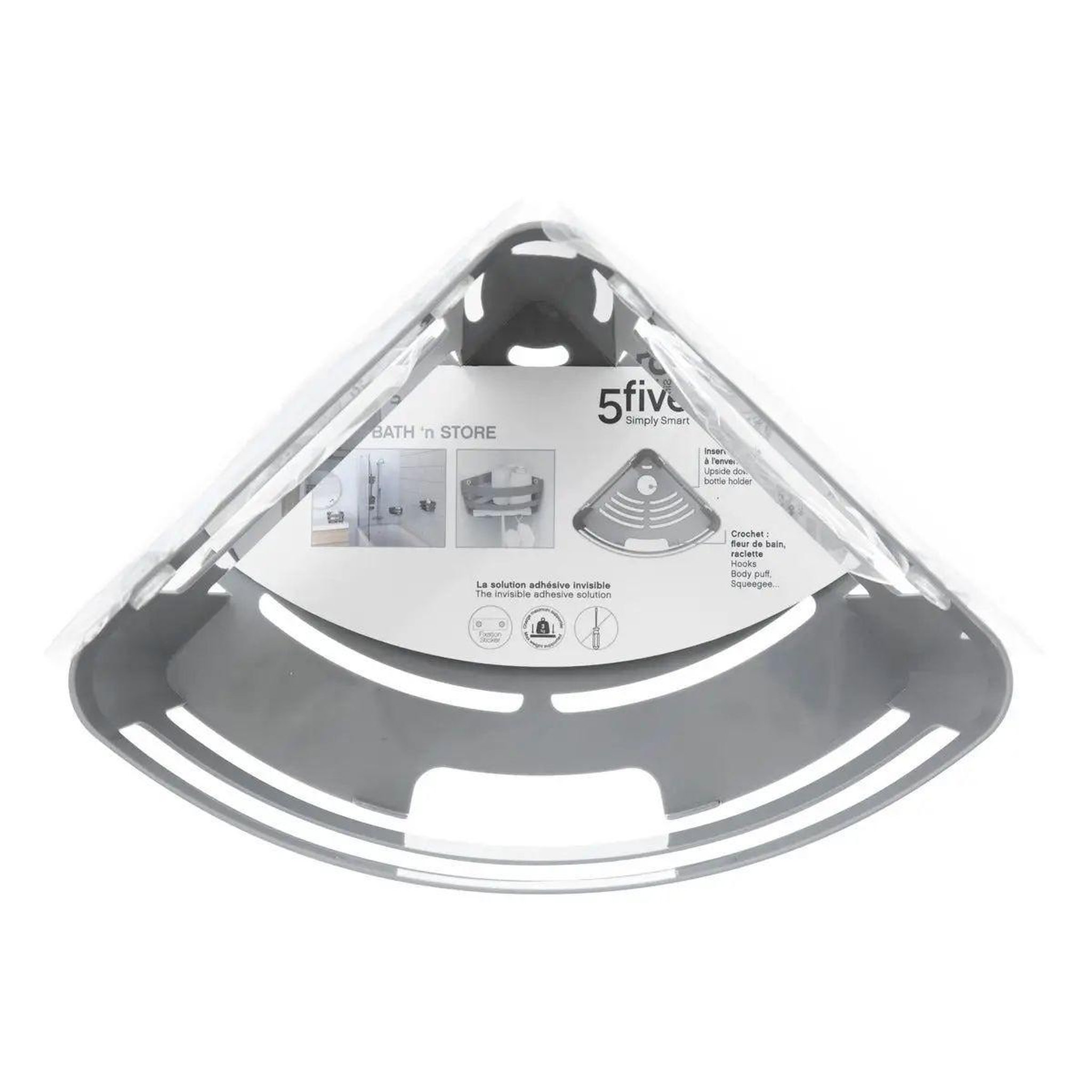 Voir la diapositive 2 : FIVE Étagère d'angle salle de bain  bath'n store  28cm gris
