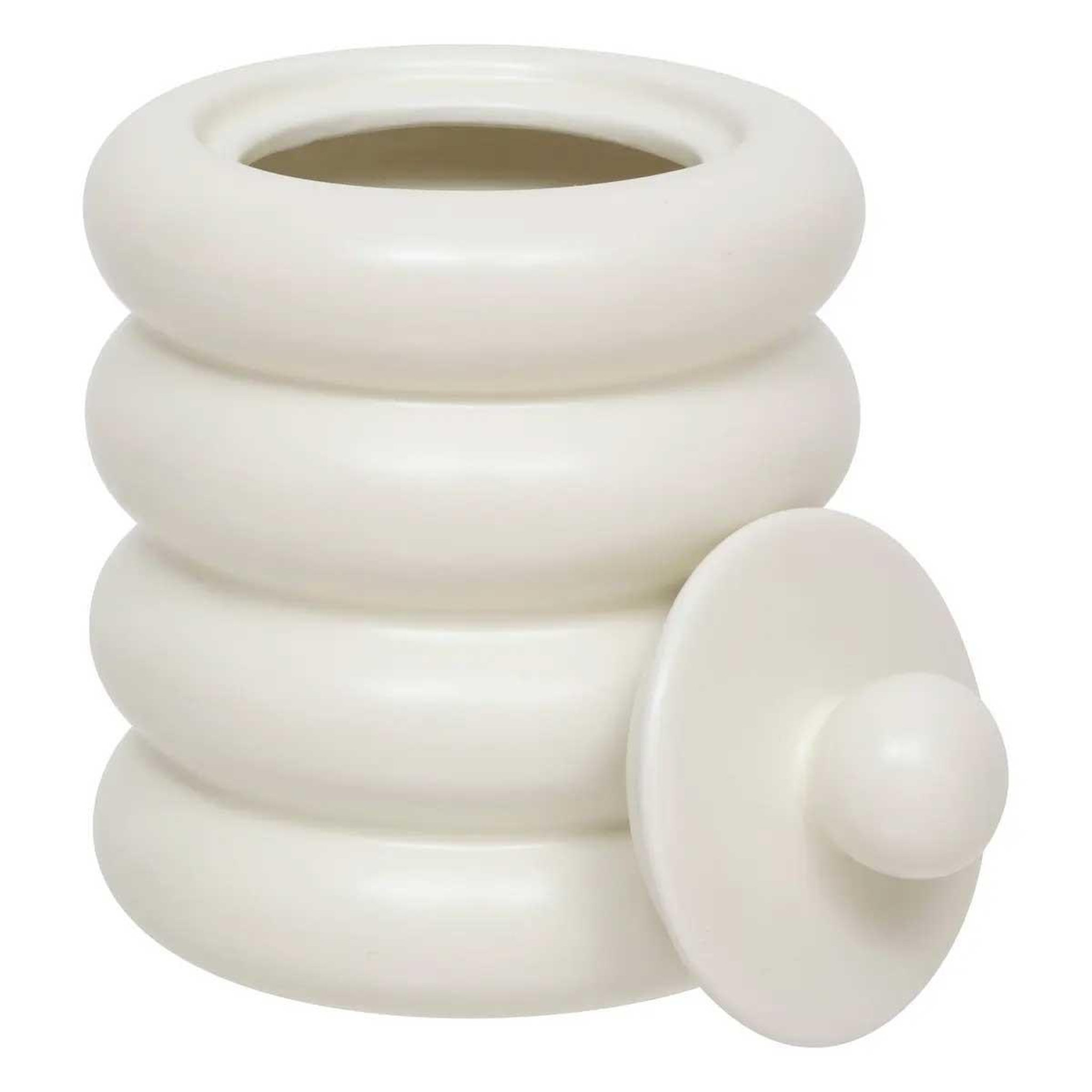 Voir la diapositive 2 : ATMOSPHERA Boîte déco en céramique  mike  14cm blanc