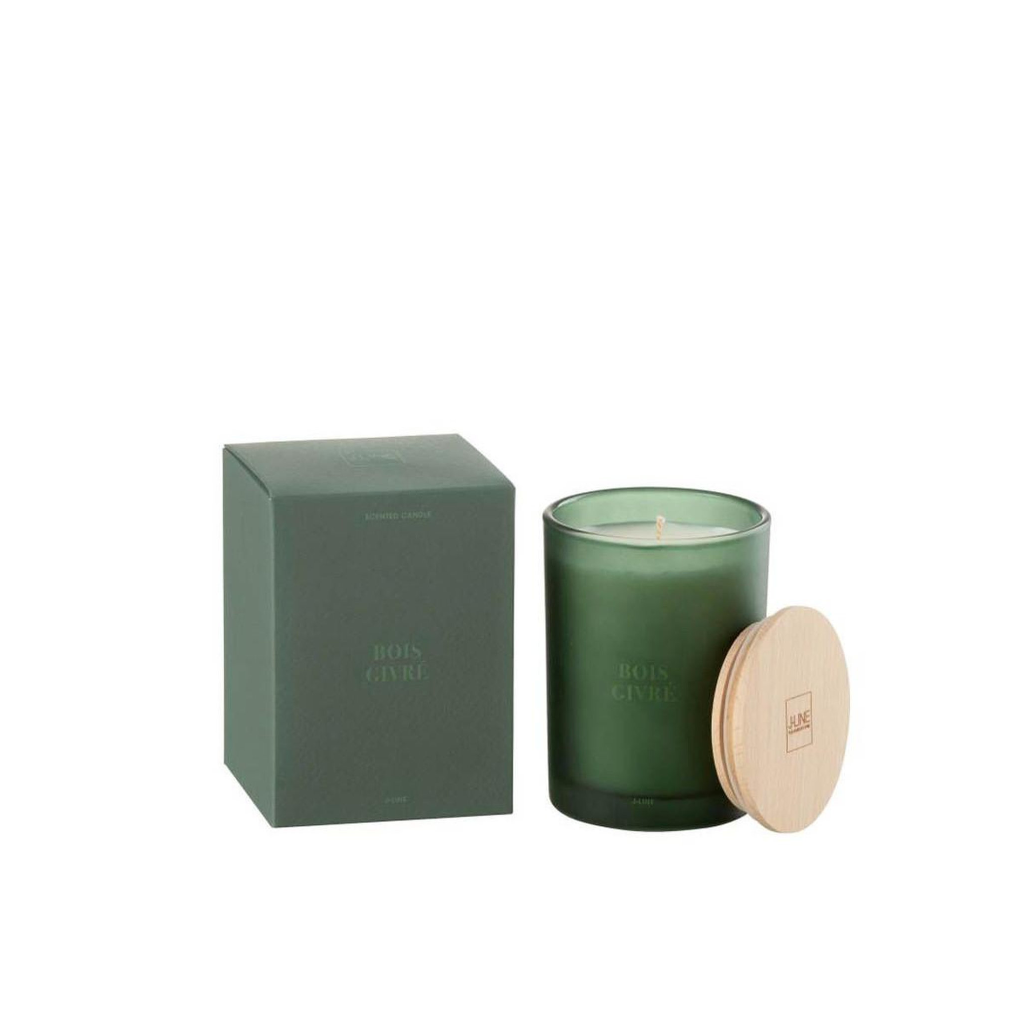 Voir la diapositive 3 : J-LINE Bougie parfumée  accords essentiels  12cm bois givré