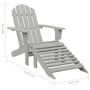 Voir la diapositive 6 : VIDAXL Chaise de jardin Adirondack avec pouf et table Sapin Gris