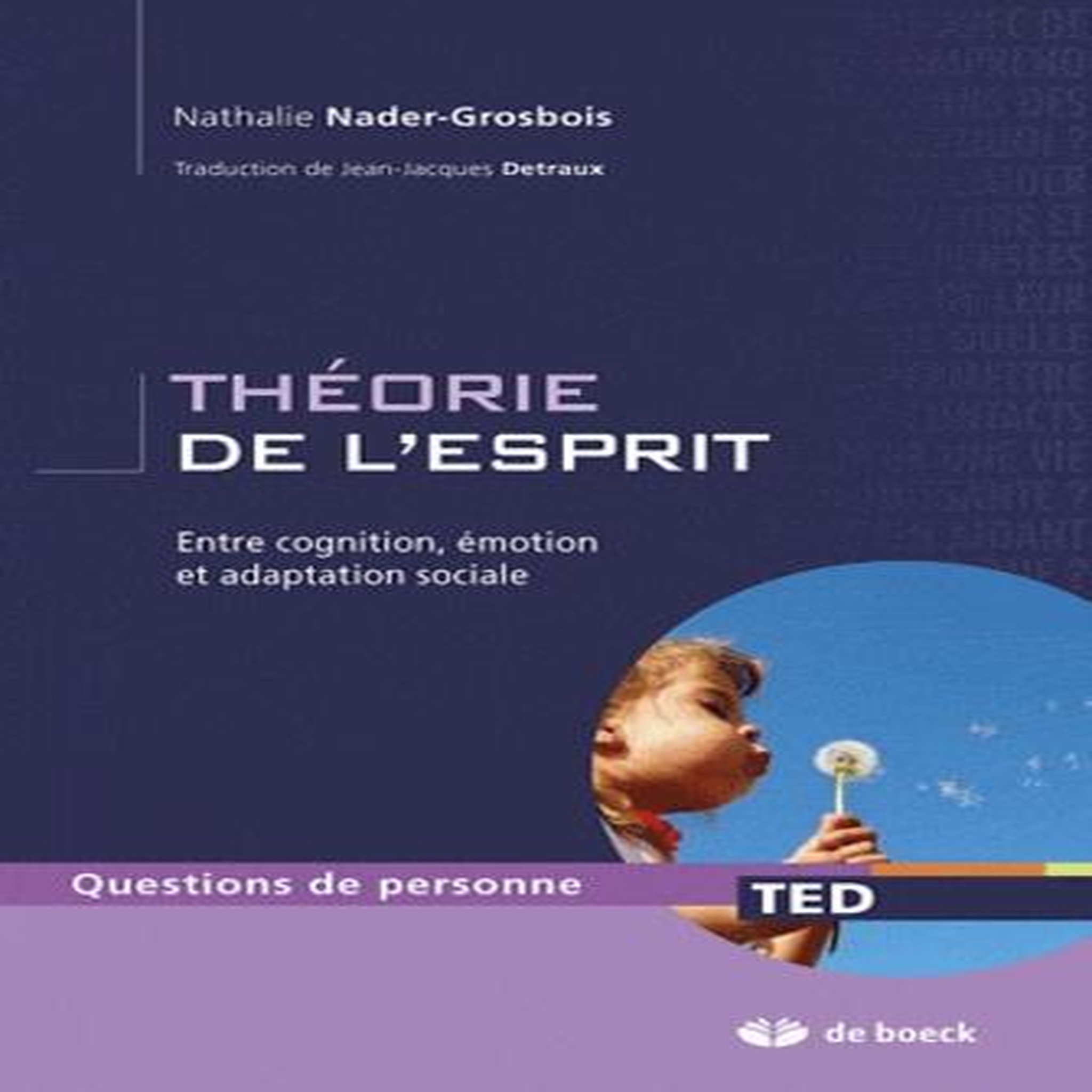 LA THEORIE DE L'ESPRIT. ENTRE COGNITION, EMOTION ET ADAPTATION SOCIALE, Nader-Grosbois Nathalie