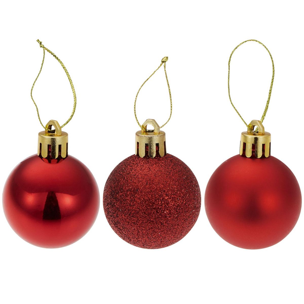 tectake Lot de 24 boules de Noël rouges 24 boules de Noël rouges rouge