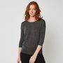 Voir la diapositive 1 : INEXTENSO T-shirt manches 3/4 noir femme