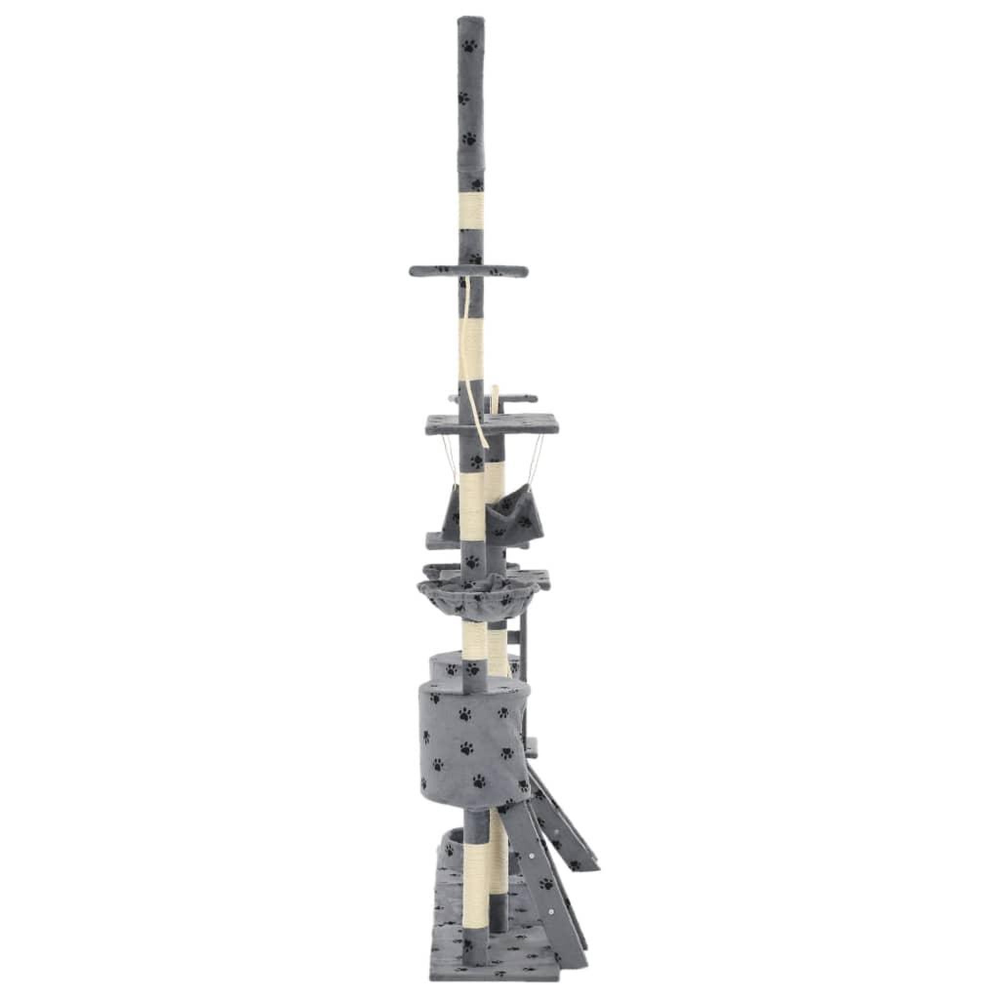 Voir la diapositive 3 : VIDAXL Arbre a chat et griffoirs 230-250 cm Empreintes de pattes Gris