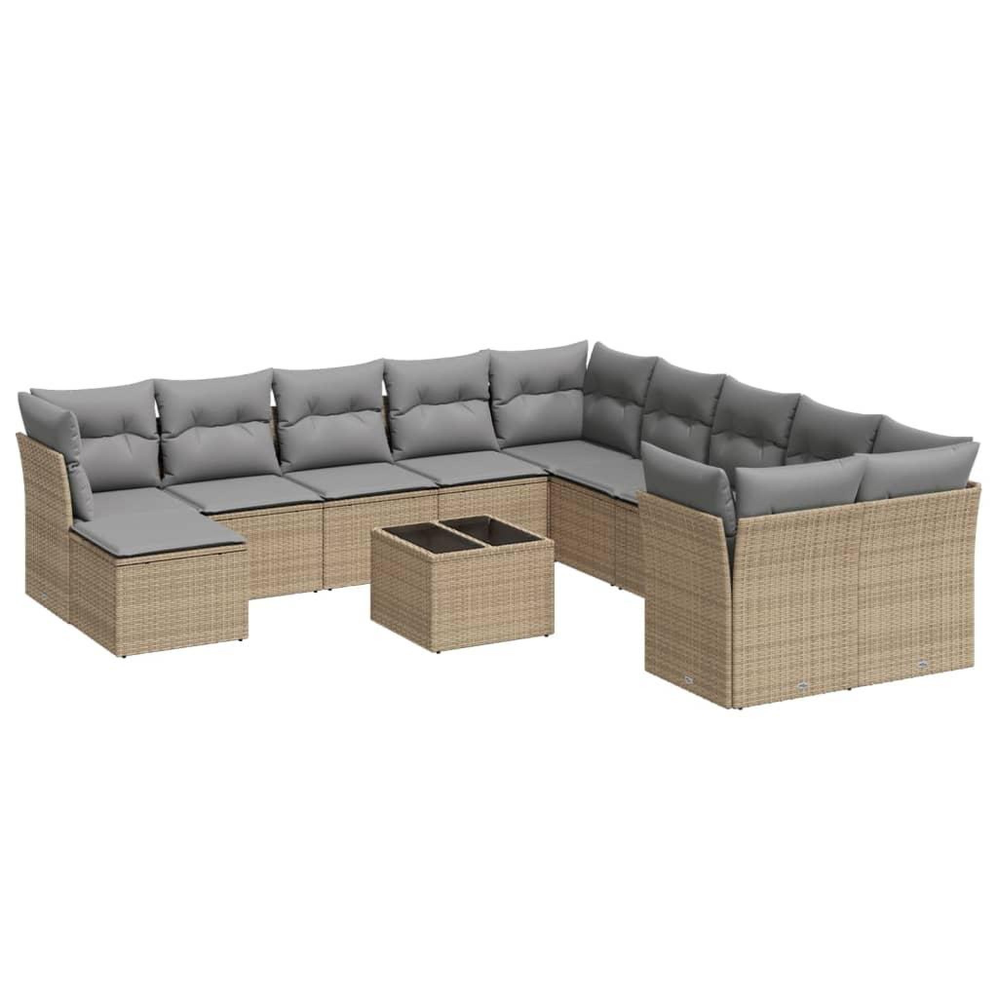 Voir la diapositive 2 : VIDAXL Salon de jardin avec coussins 12 pcs beige resine tressee