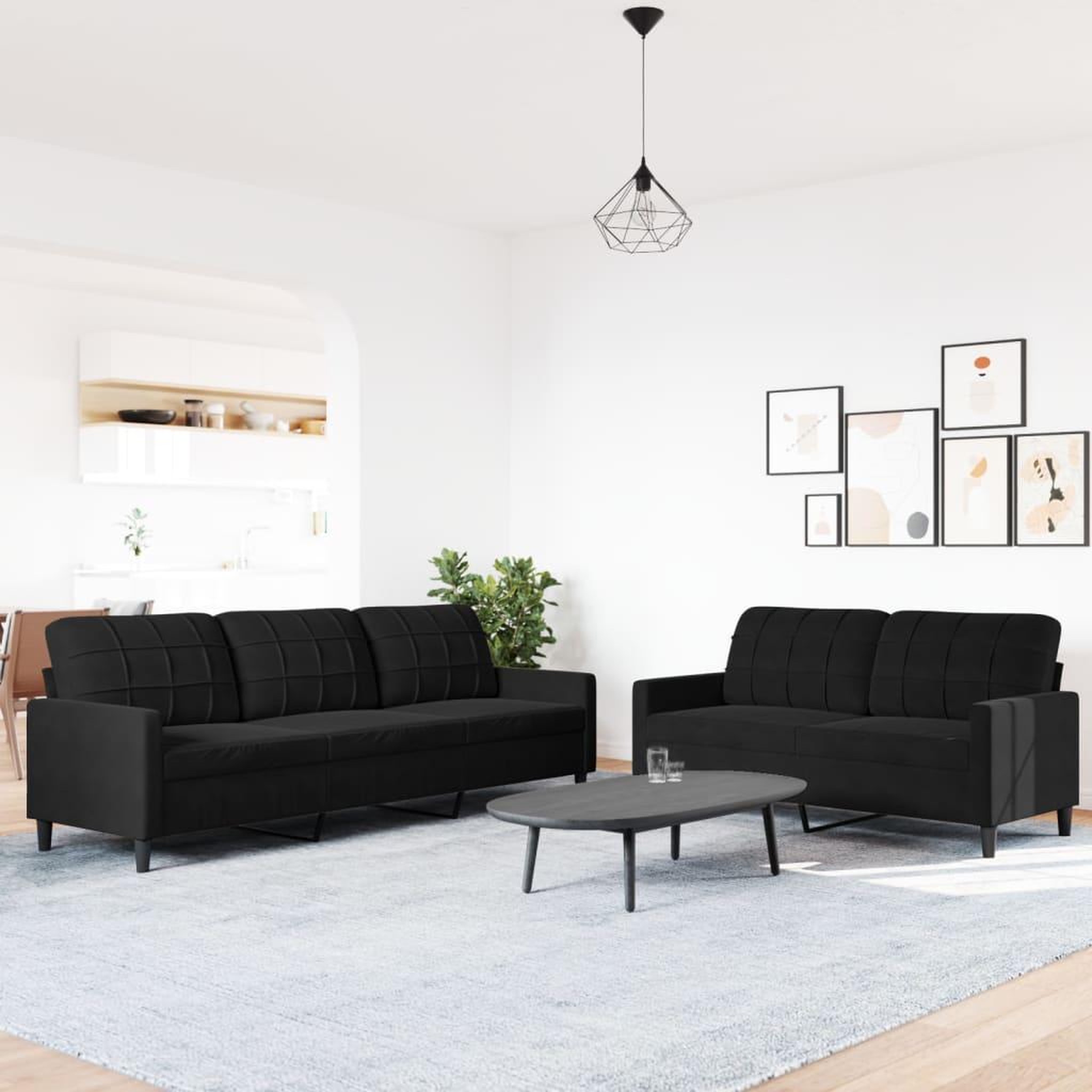 Voir la diapositive 3 : VIDAXL Ensemble de canapes 2 pcs avec coussins Noir Velours