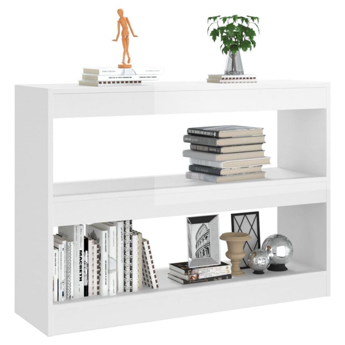 VIDAXL Bibliotheque/Separateur de piece Blanc brillant 100x30x72 cm