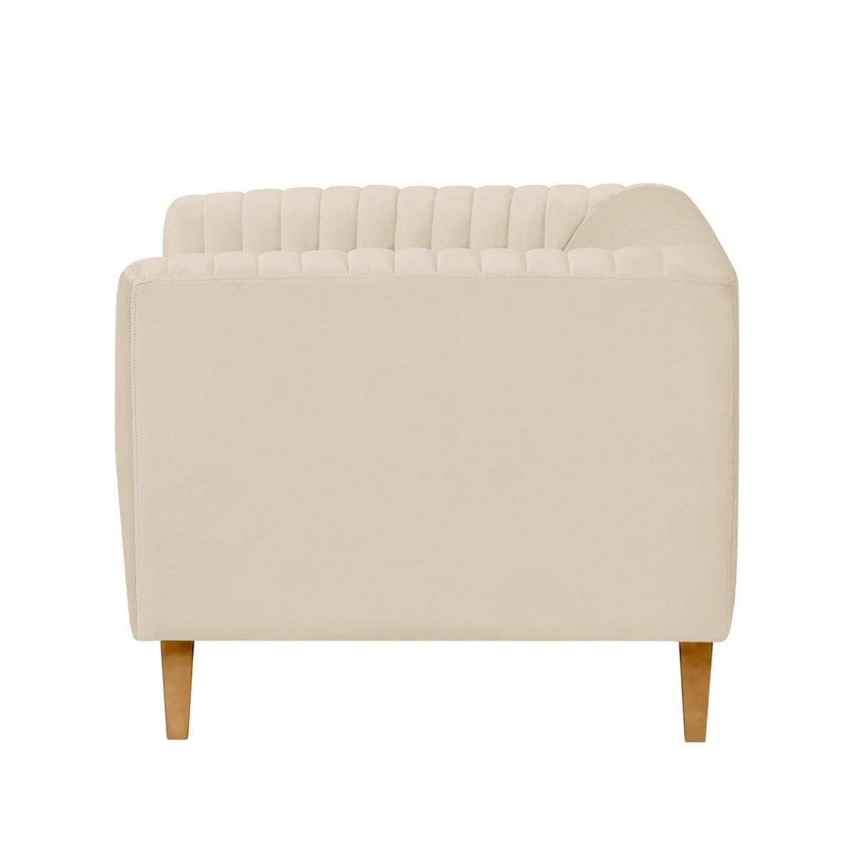 Rendez vous déco Fauteuil en velours beige et pieds en métal doré-Gatsby
