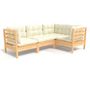 Voir la diapositive 2 : VIDAXL Salon de jardin 4 pcs avec coussins creme Bois de pin
