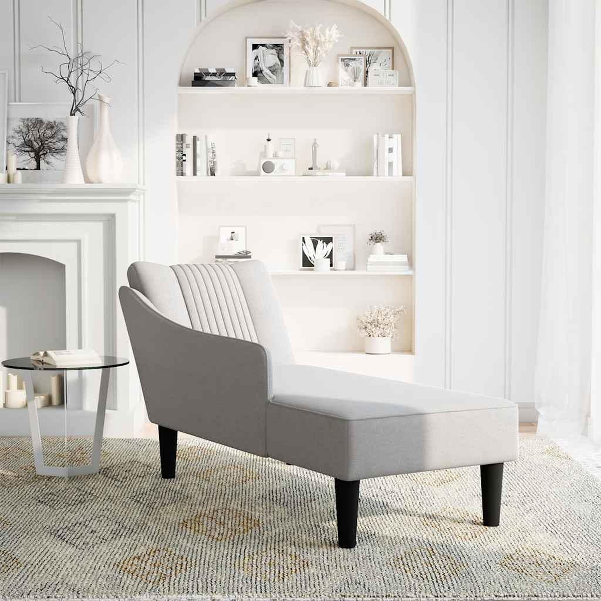 Voir la diapositive 2 : VIDAXL Fauteuil long avec accoudoir droit gris nuage tissu