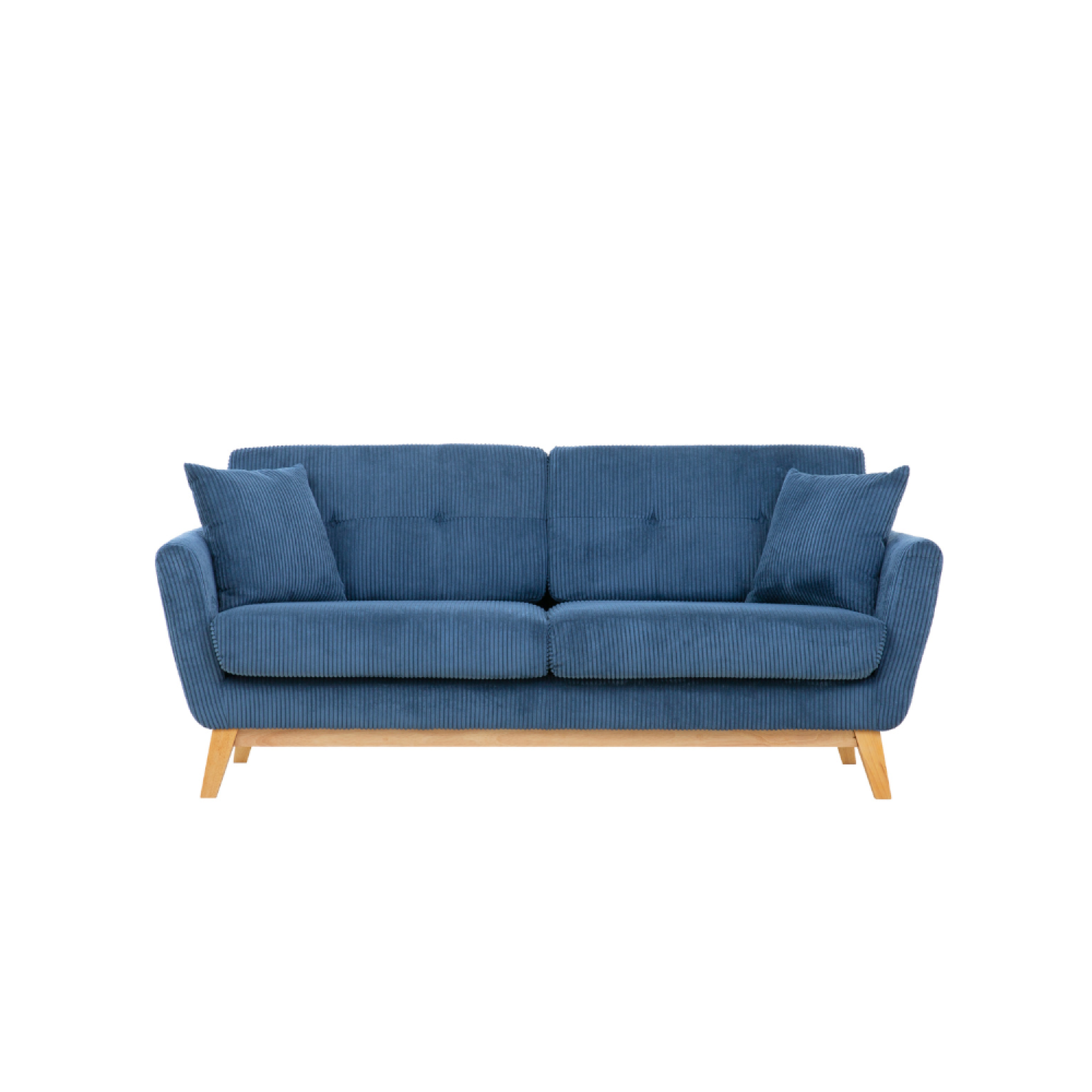 CONCEPT USINE Canapé 3 places scandinave en velours côtelé bleu HOGA