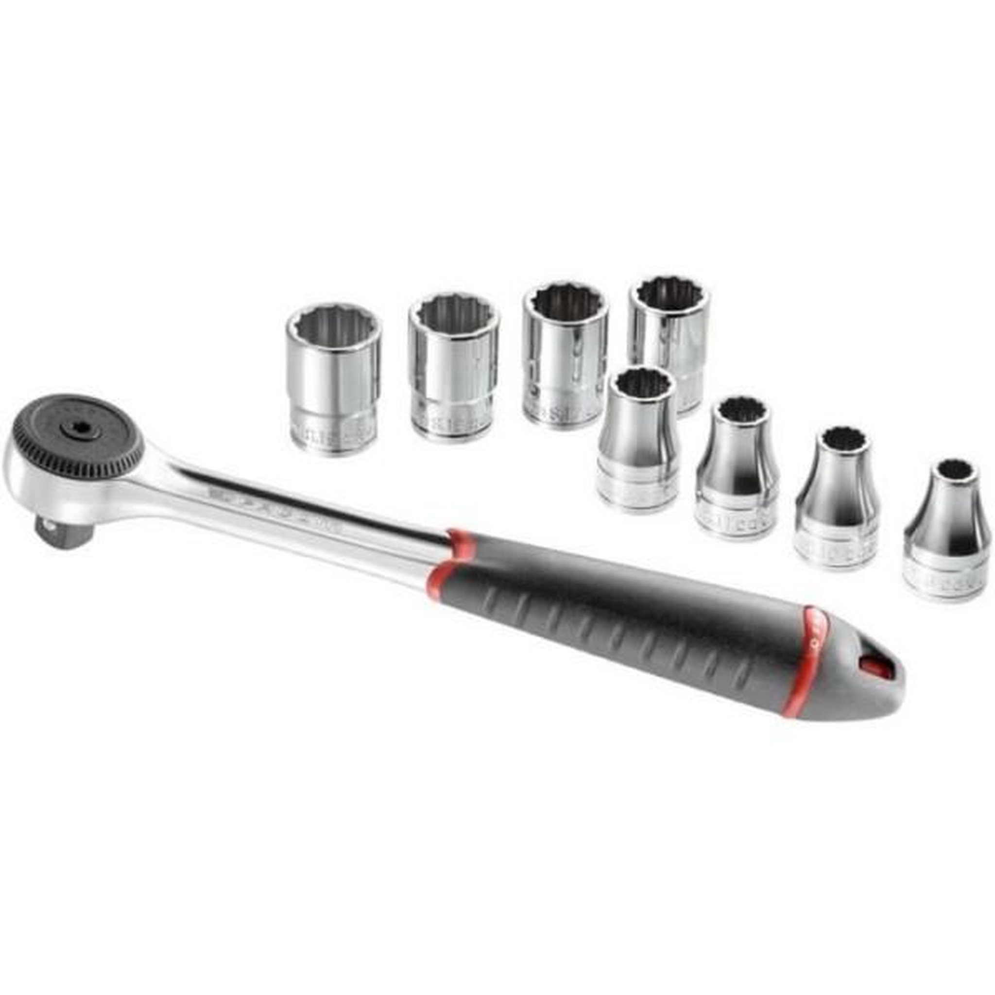 FACOM Composition de serrage 1/2 9 outils FACOM - S.4JE9PB - Ouvertures de 8 a 19 mm - Cliquet 5° - 8 douilles 12 pans