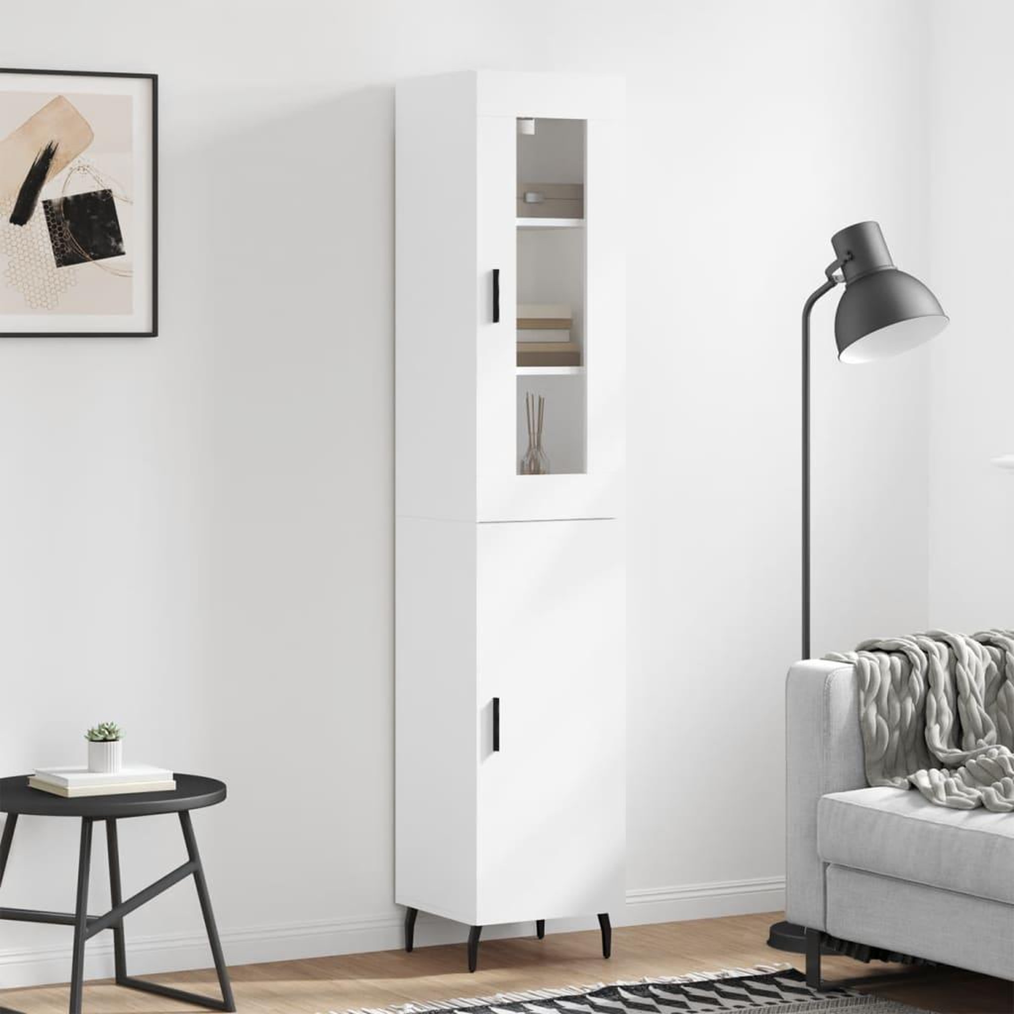 VIDAXL Buffet haut Blanc 34,5x34x180 cm Bois d'ingenierie