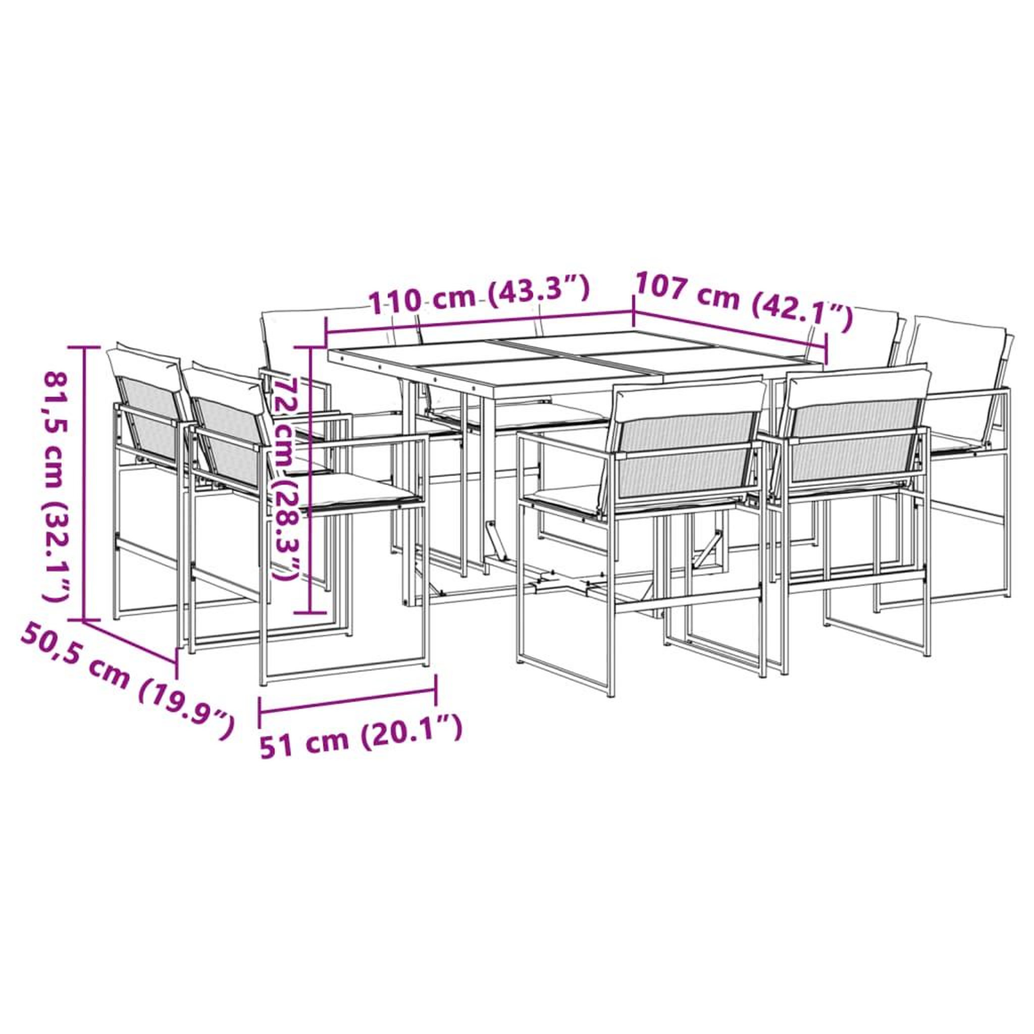 Voir la diapositive 6 : VIDAXL Ensemble a manger de jardin avec coussins 9 pcs noir textilene