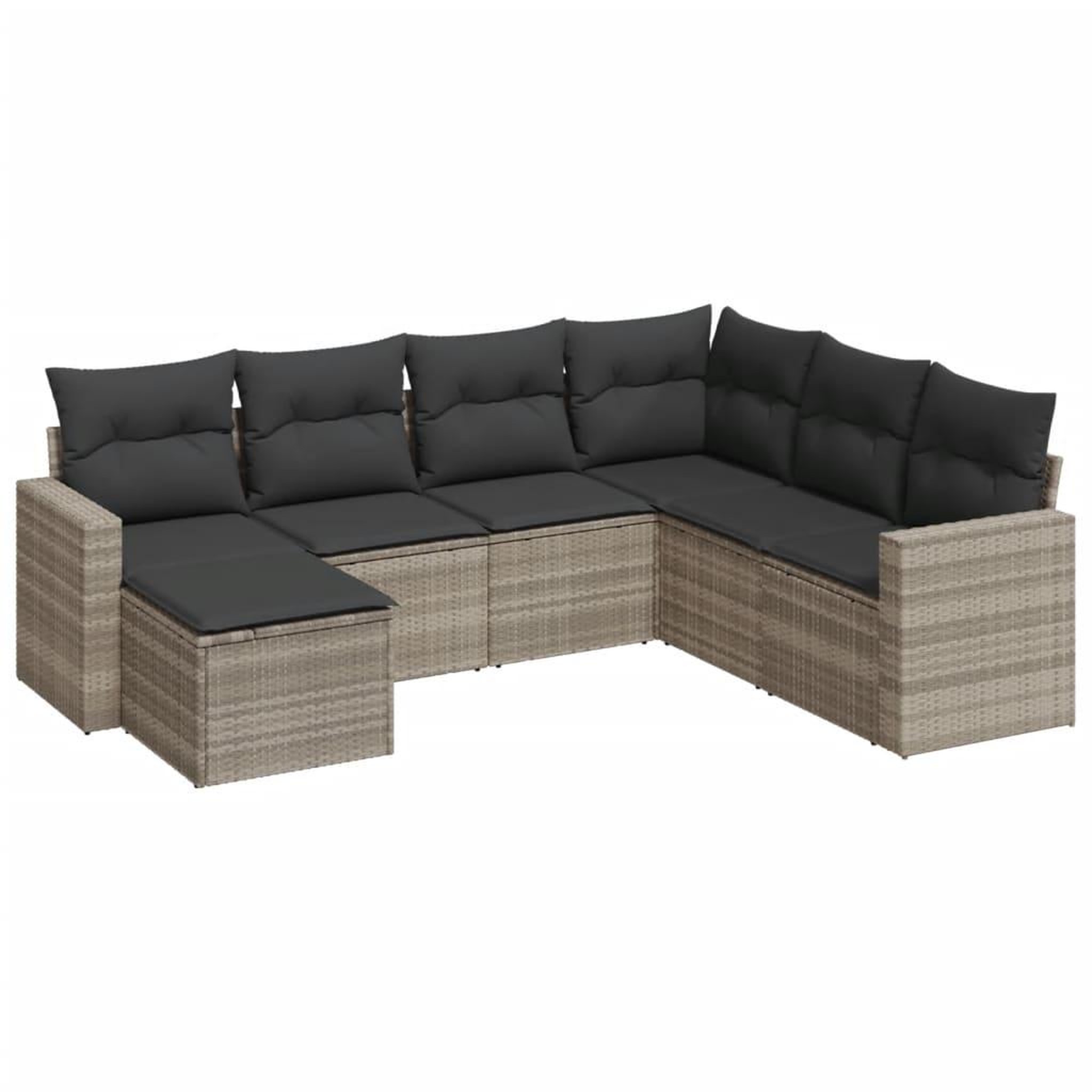 Voir la diapositive 2 : VIDAXL Salon de jardin avec coussins 7 pcs gris clair resine tressee