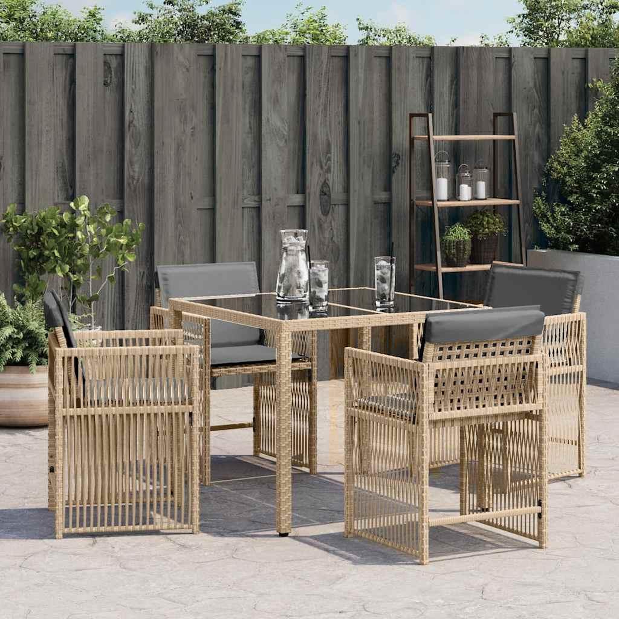 Voir la diapositive 3 : VIDAXL Chaises de jardin avec coussins lot de 4 melange beige