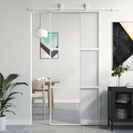 VIDAXL Porte coulissante blanc 90x205 cm verre trempe aluminium