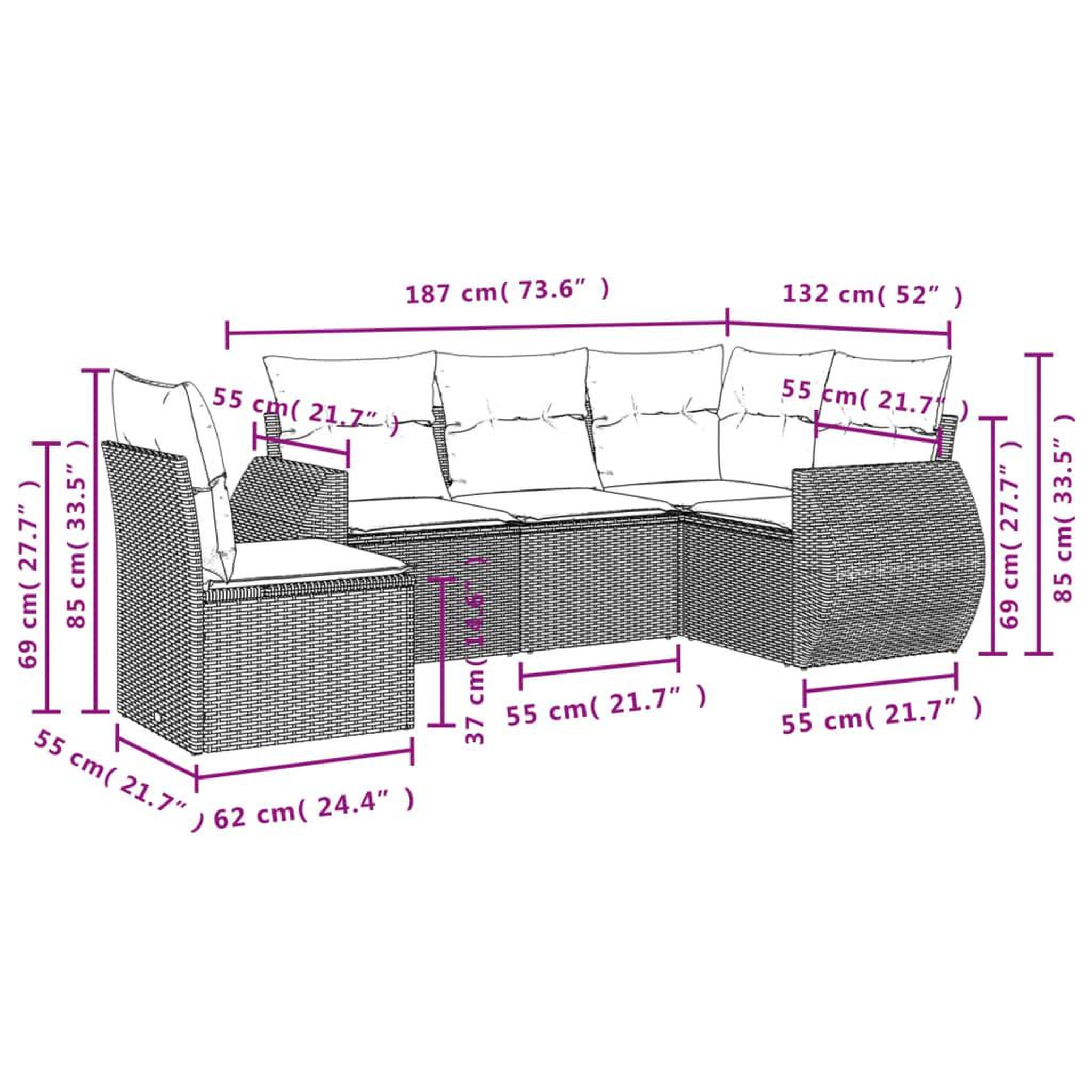 Voir la diapositive 3 : VIDAXL Salon de jardin avec coussins 5 pcs beige resine tressee