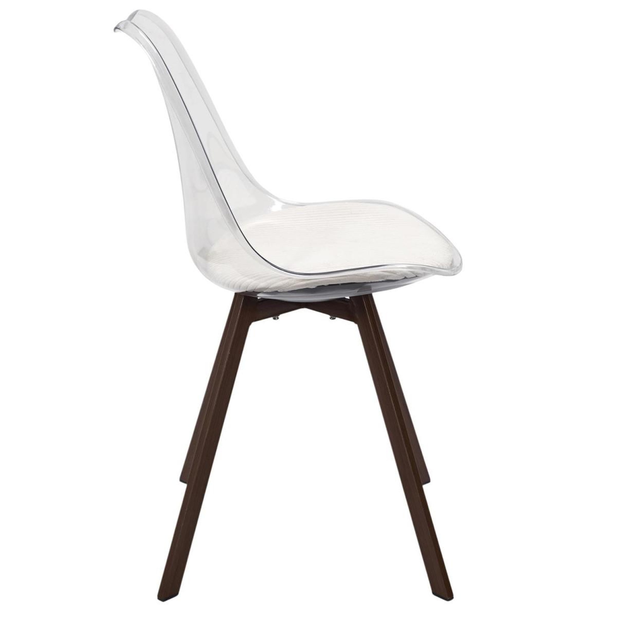 Voir la diapositive 5 : The Home Deco Factory Lot de 4 chaises coussin côtelé  scott  82cm transparent & beige