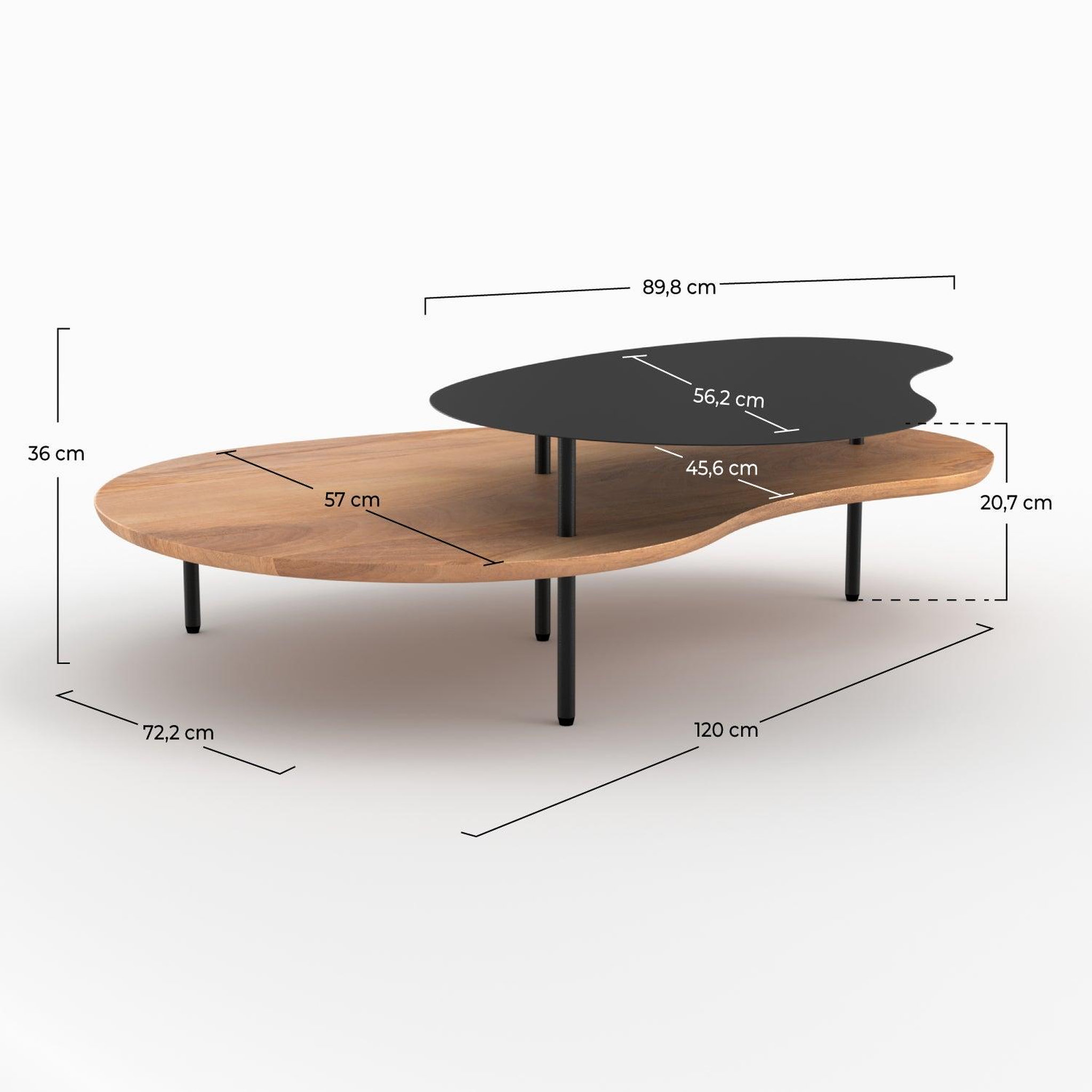 Voir la diapositive 4 : MAISON PAVANE Tables gigognes en bois et metal noir (lot de 2)-moji