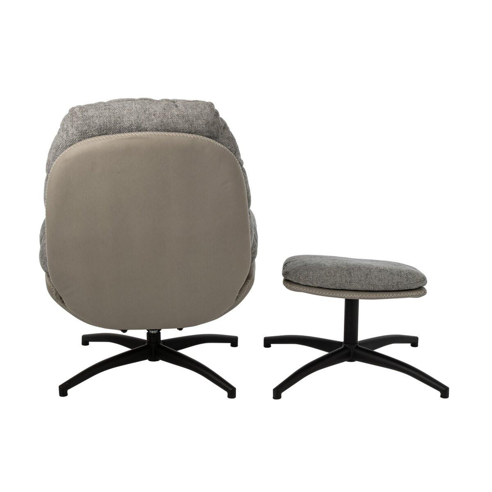 Voir la diapositive 4 : J-LINE Fauteuil avec pouf repose-pieds  vesna  102cm gris