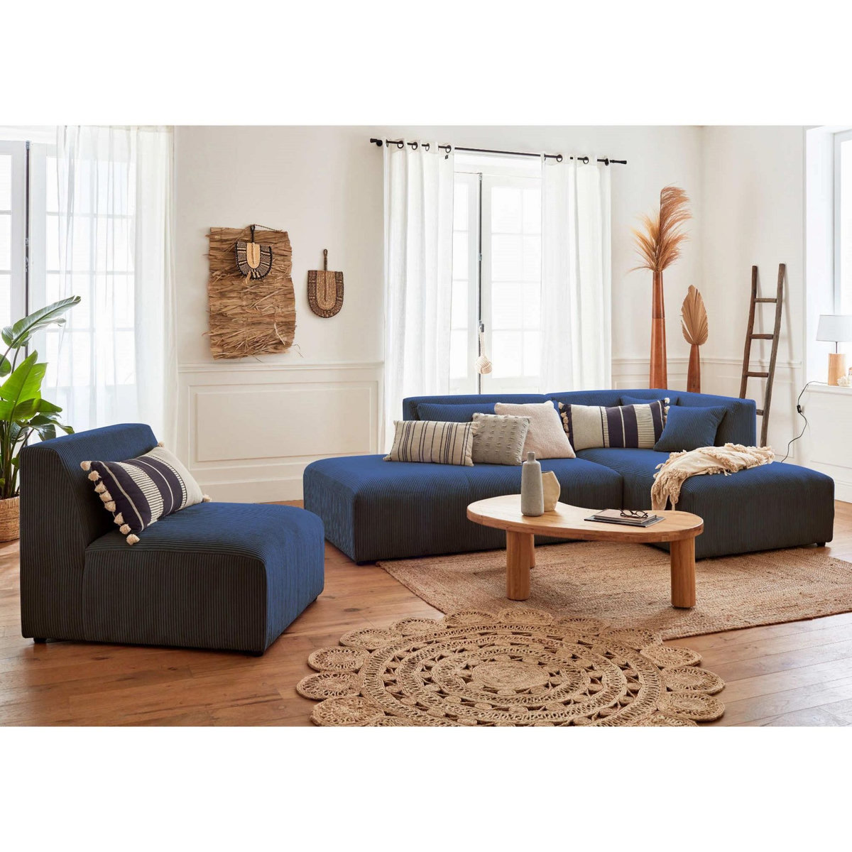 LISA DESIGN Victoire - canapé modulable d'angle droit - 5 places - en velours côtelé