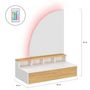 Voir la diapositive 4 : ID MARKET Coiffeuse suspendue ZELIA miroir LED avec 4 niches, 1 tiroir bois et blanc