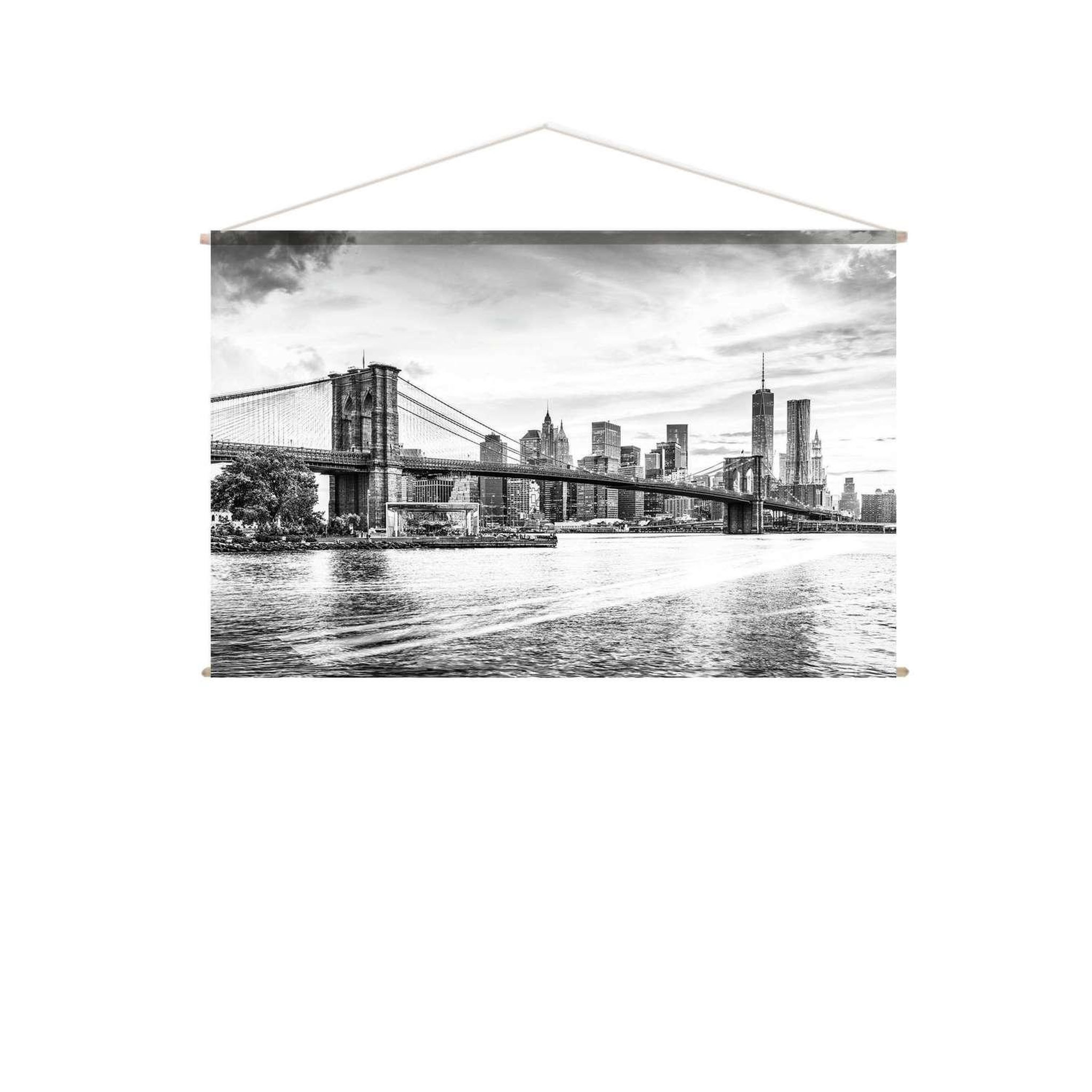 TOILINUX Toile murale imprimée ville - 150 x 90 cm - noir et blanc