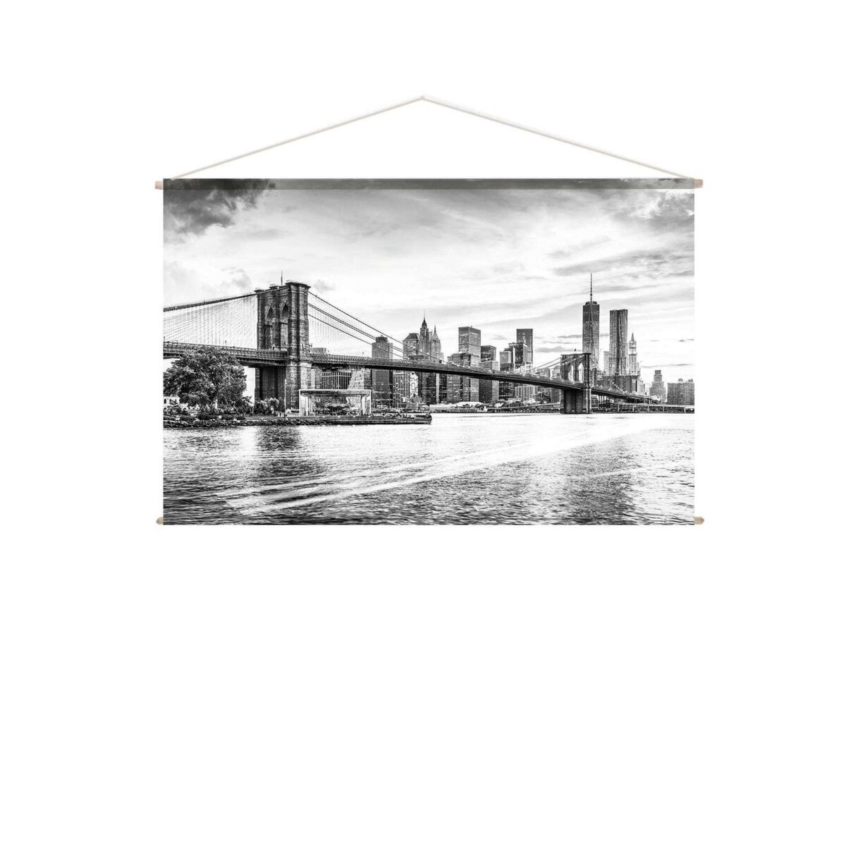 TOILINUX Toile murale imprimée ville - 150 x 90 cm - Noir et blanc