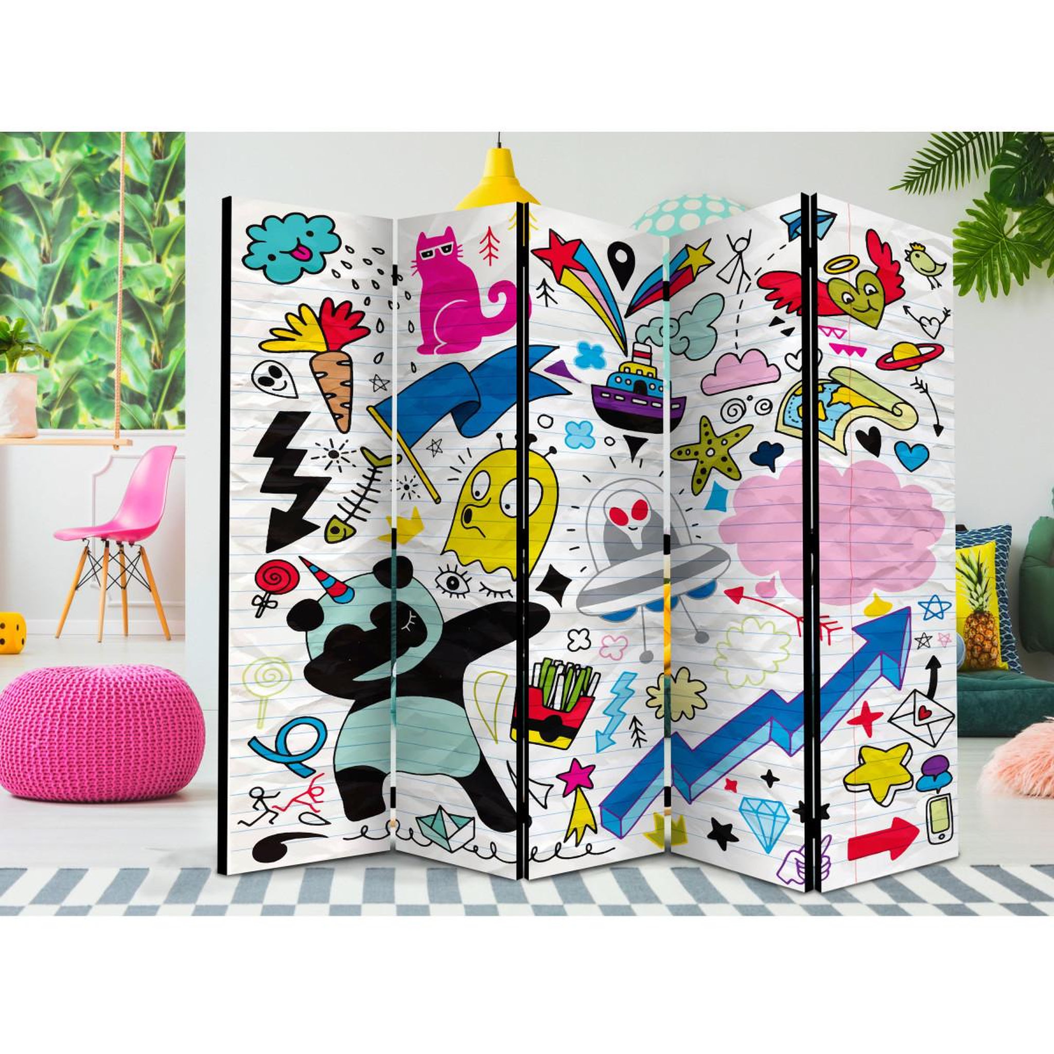 Voir la diapositive 2 : Paris Prix Paravent 5 volets  energetic panda  172x225cm